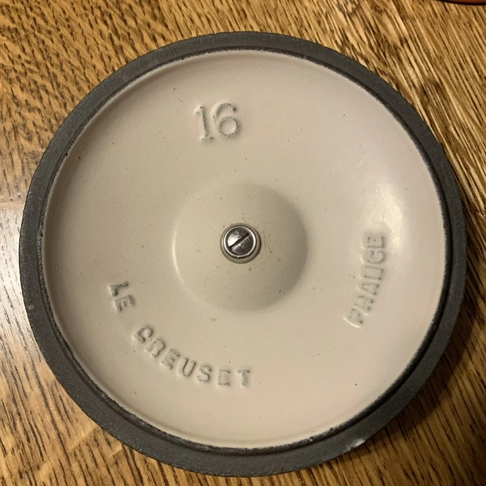 Vintage Le Creuset  #16 Saucepan with Lid Flame Orange Hollow Handle